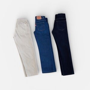 Zara Kids Beige, Blue, and Dark Blue Jeans Trio Bundle